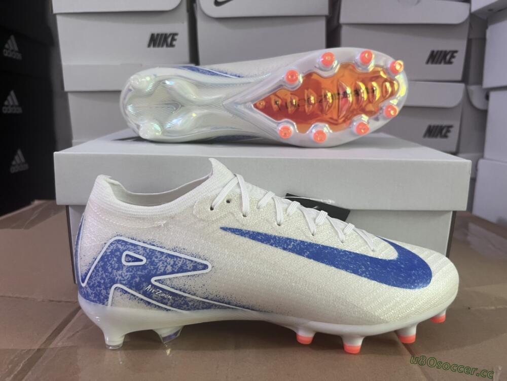 Unisex Nike Air Zoom Mercurial Vapor 16 Elite AG Artificial Grass Low-Tops Football Boots - Beige/Blue