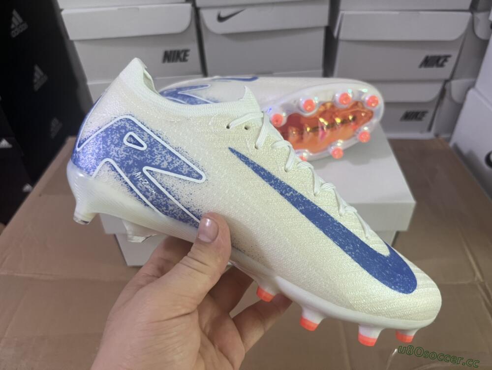 Unisex Nike Air Zoom Mercurial Vapor 16 Elite AG Artificial Grass Low-Tops Football Boots - Beige/Blue