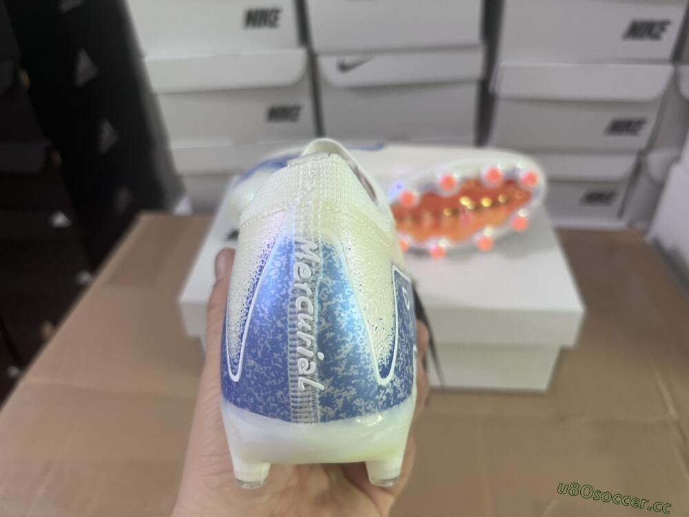 Unisex Nike Air Zoom Mercurial Vapor 16 Elite AG Artificial Grass Low-Tops Football Boots - Beige/Blue