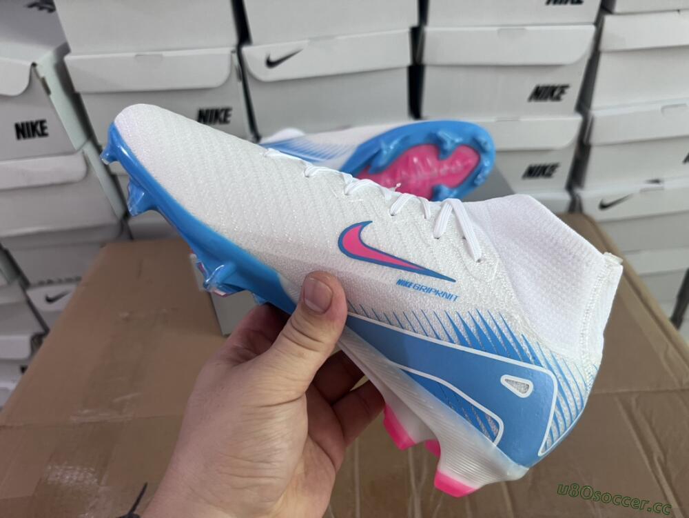 Unisex Nike Air Zoom Mercurial Superfly 10 Elite FG Firm Ground High-Tops Football Boots - White/Pink/Blue