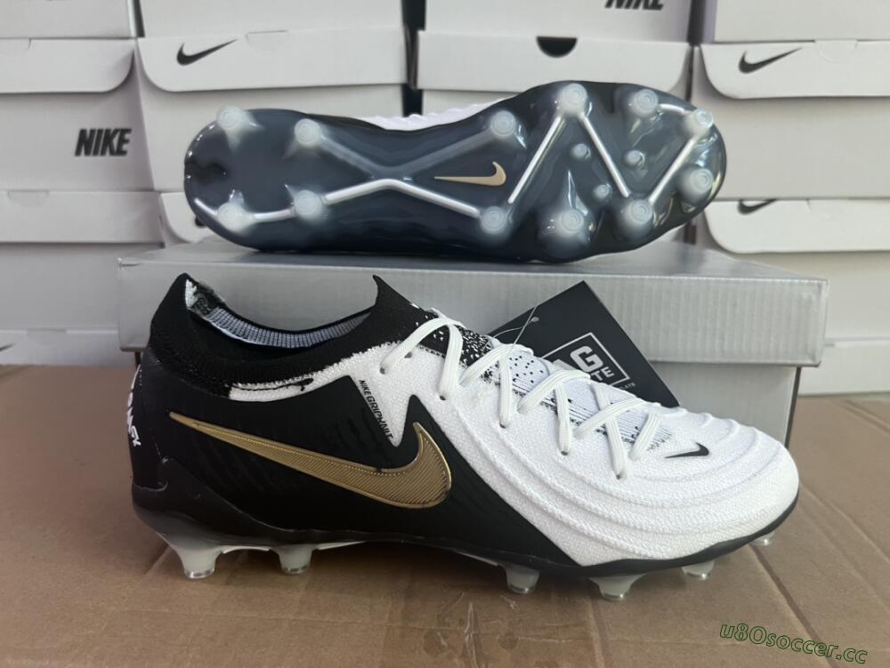 Men's Nike Phantom Luna Elite AG Artificial Grass Low-Tops Football Boots - White/Black/Gold