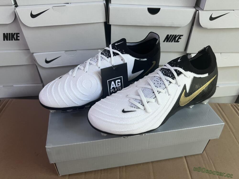 Men's Nike Phantom Luna Elite AG Artificial Grass Low-Tops Football Boots - White/Black/Gold