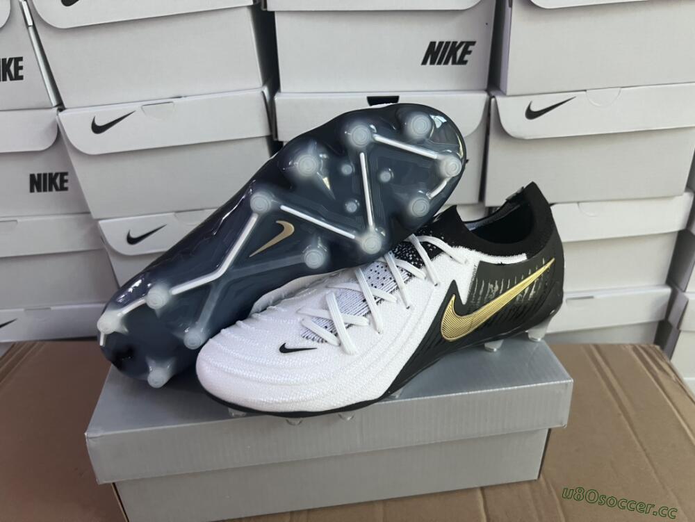 Men's Nike Phantom Luna Elite AG Artificial Grass Low-Tops Football Boots - White/Black/Gold