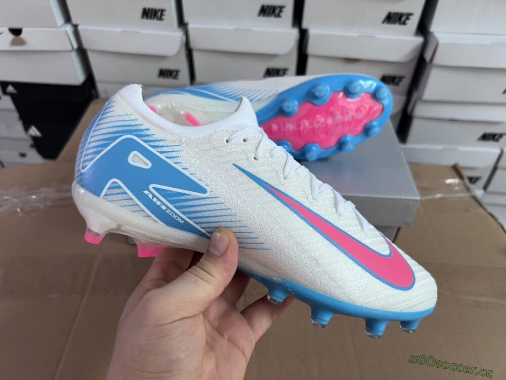 Unisex Nike Air Zoom Mercurial Vapor 16 Elite AG Artificial Grass Low-Tops Football Boots - White/Pink/Blue