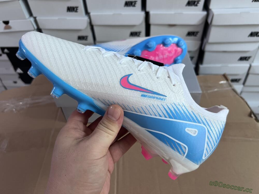 Unisex Nike Air Zoom Mercurial Vapor 16 Elite AG Artificial Grass Low-Tops Football Boots - White/Pink/Blue