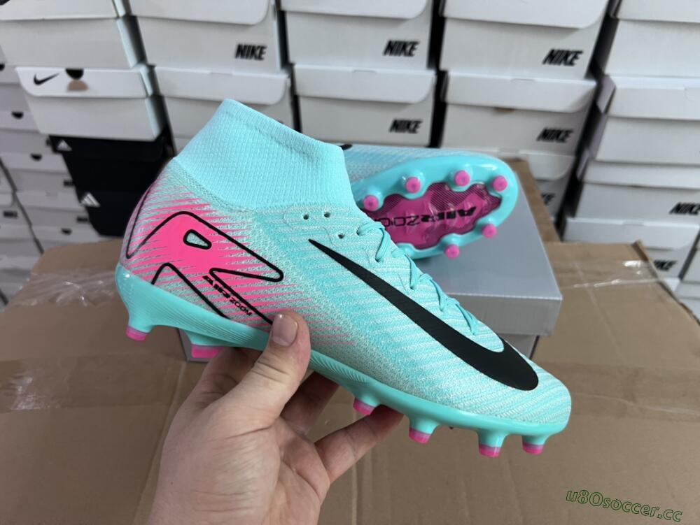 Unisex Nike Air Zoom Mercurial Superfly 10 Elite AG Artificial Grass High-Tops Football Boots - Green/Pink/Black