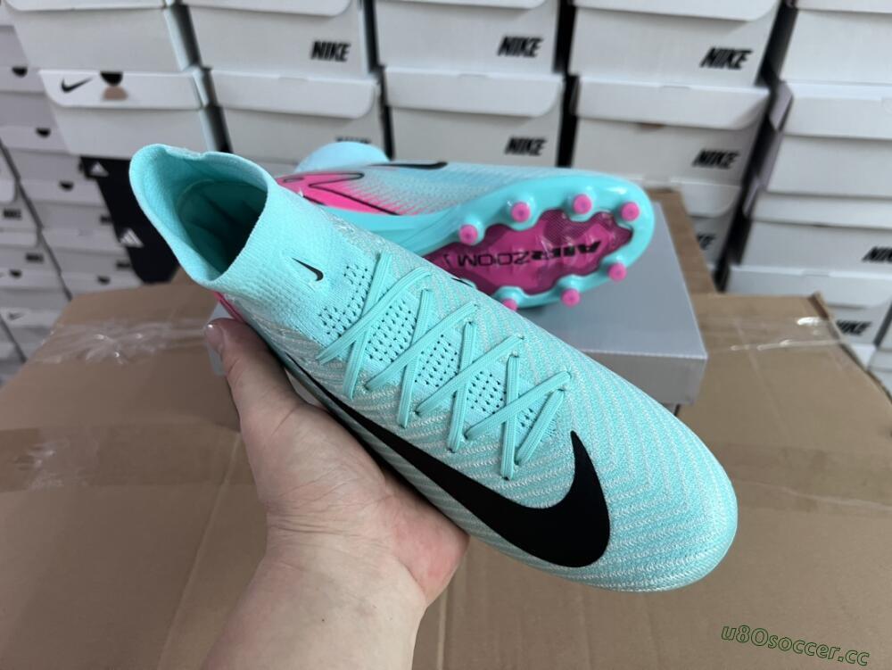 Unisex Nike Air Zoom Mercurial Superfly 10 Elite AG Artificial Grass High-Tops Football Boots - Green/Pink/Black