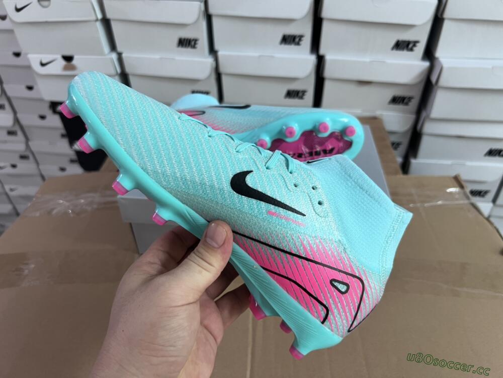 Unisex Nike Air Zoom Mercurial Superfly 10 Elite AG Artificial Grass High-Tops Football Boots - Green/Pink/Black