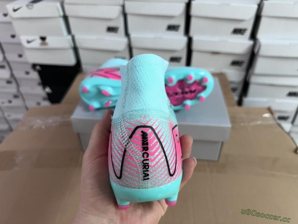 Unisex Nike Air Zoom Mercurial Superfly 10 Elite AG Artificial Grass High-Tops Football Boots - Green/Pink/Black