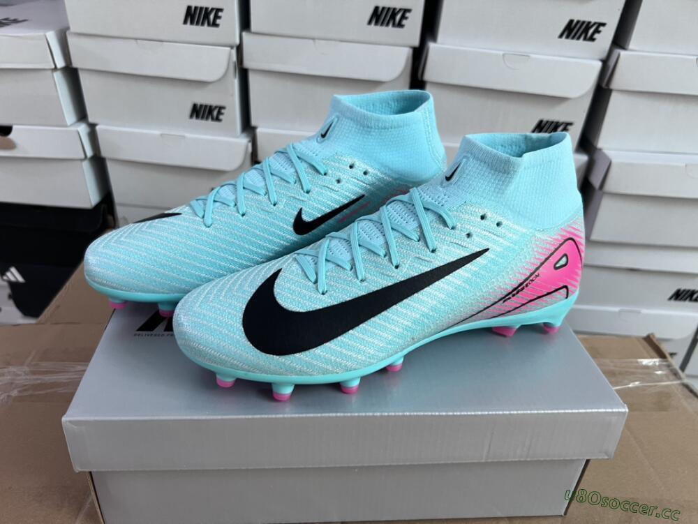 Unisex Nike Air Zoom Mercurial Superfly 10 Elite AG Artificial Grass High-Tops Football Boots - Green/Pink/Black