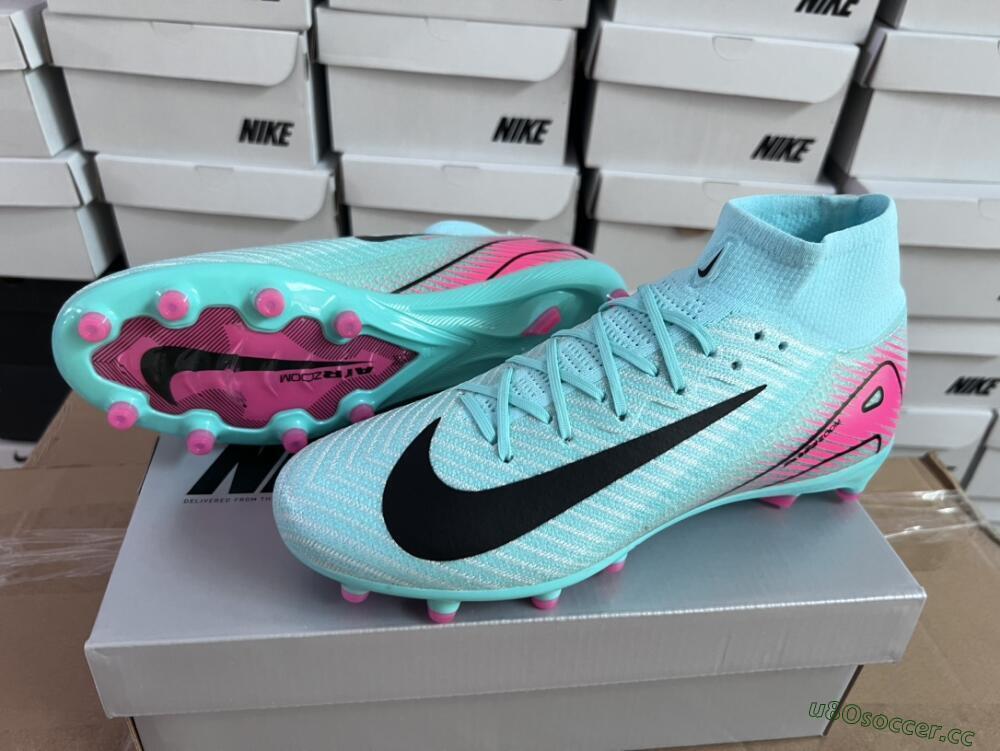 Unisex Nike Air Zoom Mercurial Superfly 10 Elite AG Artificial Grass High-Tops Football Boots - Green/Pink/Black