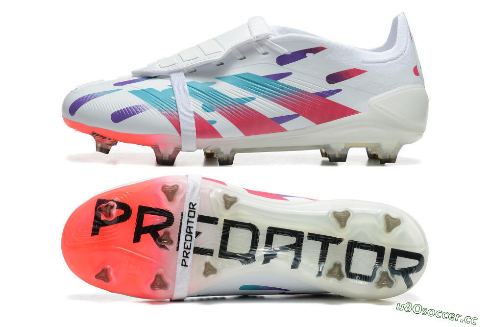 Men's Adidas Predator Elite Foldover Tongue FG Firm Ground Low-Tops Football Boots - White/Blue/Purple/Red 1