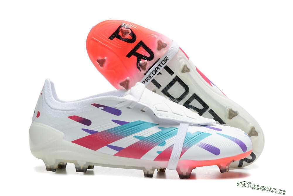Men's Adidas Predator Elite Foldover Tongue FG Firm Ground Low-Tops Football Boots - White/Blue/Purple/Red 2