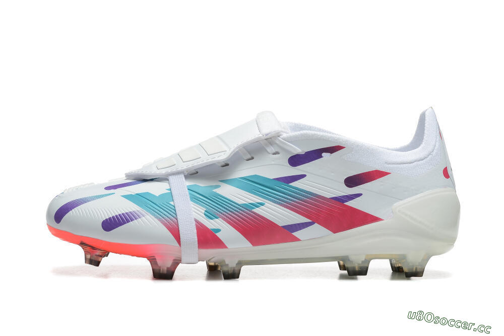 Men's Adidas Predator Elite Foldover Tongue FG Firm Ground Low-Tops Football Boots - White/Blue/Purple/Red 0