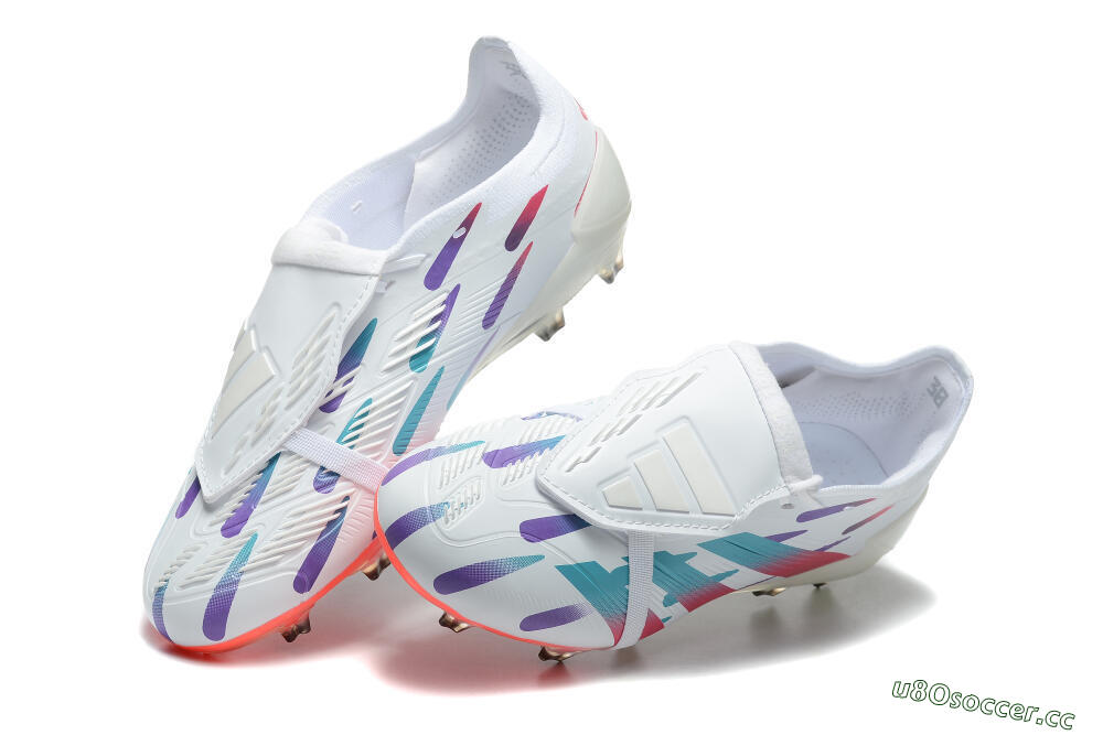 Men's Adidas Predator Elite Foldover Tongue FG Firm Ground Low-Tops Football Boots - White/Blue/Purple/Red 3
