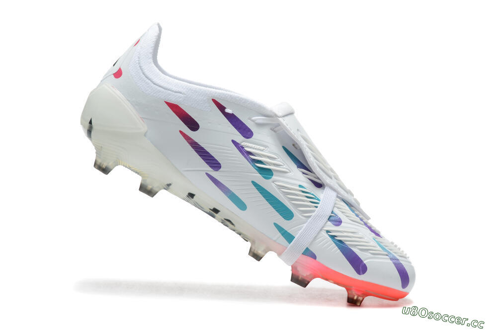 Men's Adidas Predator Elite Foldover Tongue FG Firm Ground Low-Tops Football Boots - White/Blue/Purple/Red 4