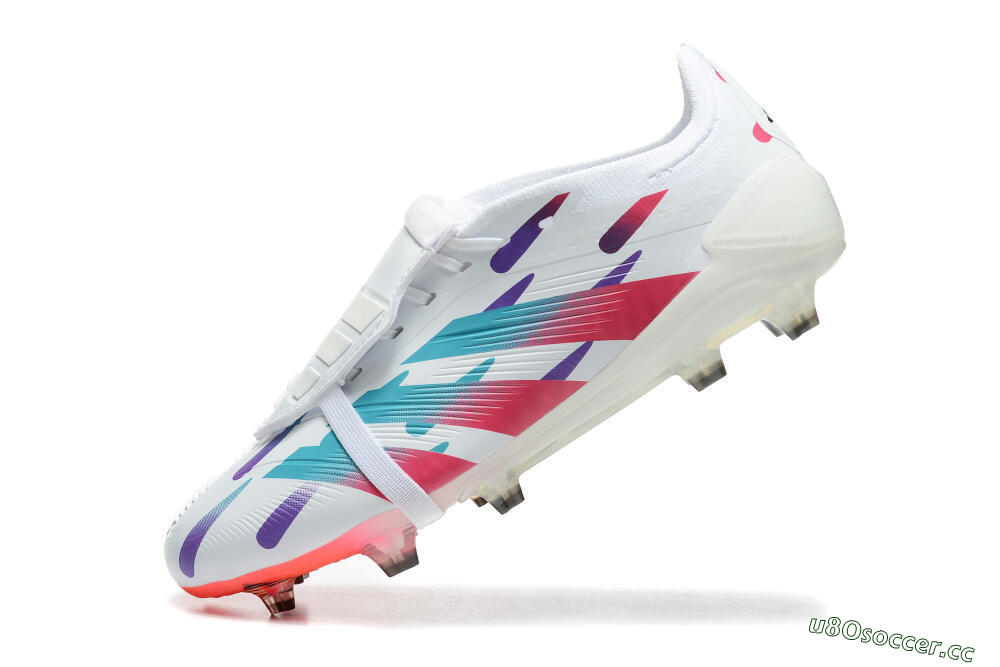Men's Adidas Predator Elite Foldover Tongue FG Firm Ground Low-Tops Football Boots - White/Blue/Purple/Red 5