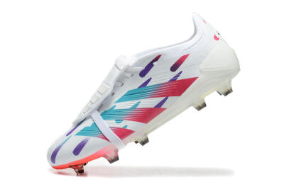 Men's Adidas Predator Elite Foldover Tongue FG Firm Ground Low-Tops Football Boots - White/Blue/Purple/Red