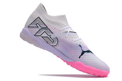 Men's Puma Future 7 Ultimate TF Artificial Turf Low-Tops Football Shoes - White/Pink/Blue/Black