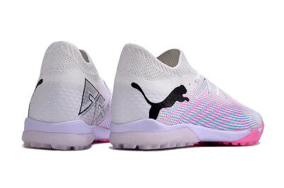 Men's Puma Future 7 Ultimate TF Artificial Turf Low-Tops Football Shoes - White/Pink/Blue/Black