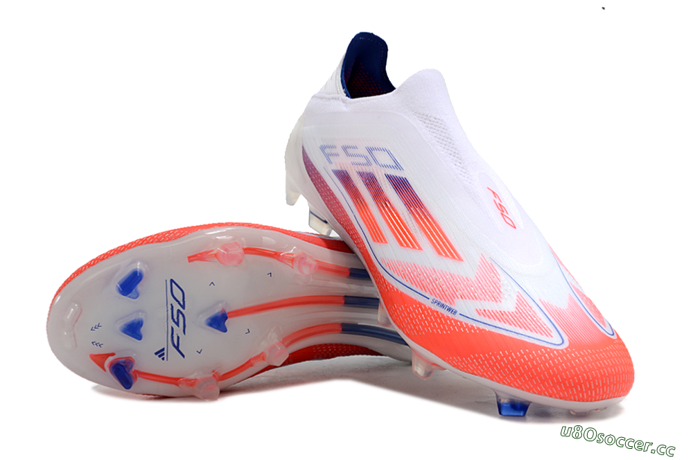 Men's Adidas F50 Elite Laceless FG Firm Ground Low-Tops Football Boots - White/Red/Blue 0