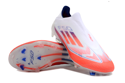 Men's Adidas F50 Elite Laceless FG Firm Ground Low-Tops Football Boots - White/Red/Blue