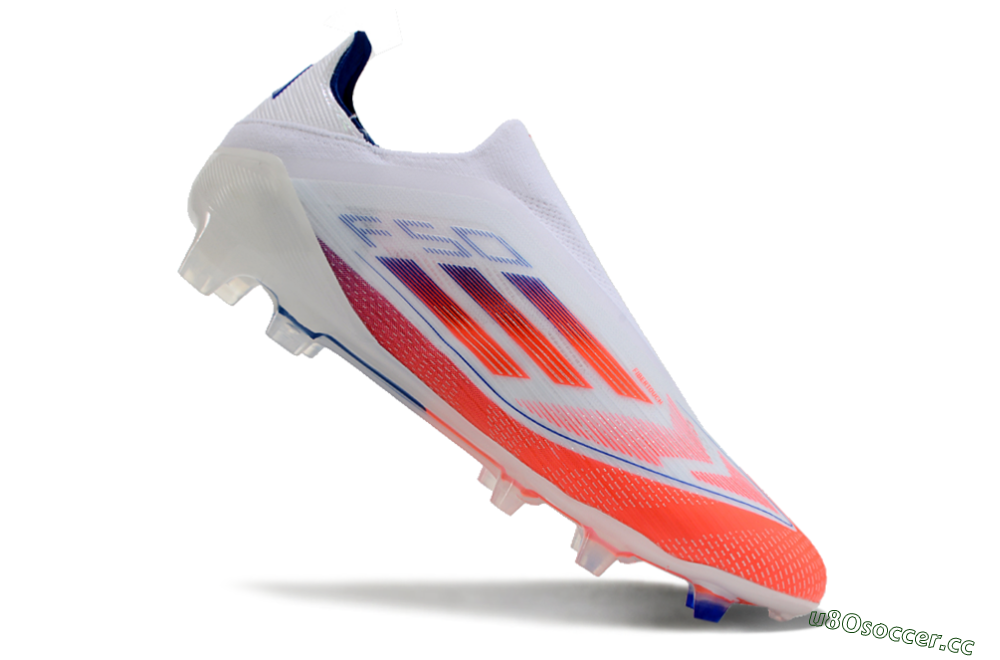 Men's Adidas F50 Elite Laceless FG Firm Ground Low-Tops Football Boots - White/Red/Blue 3