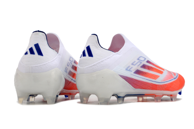 Men's Adidas F50 Elite Laceless FG Firm Ground Low-Tops Football Boots - White/Red/Blue