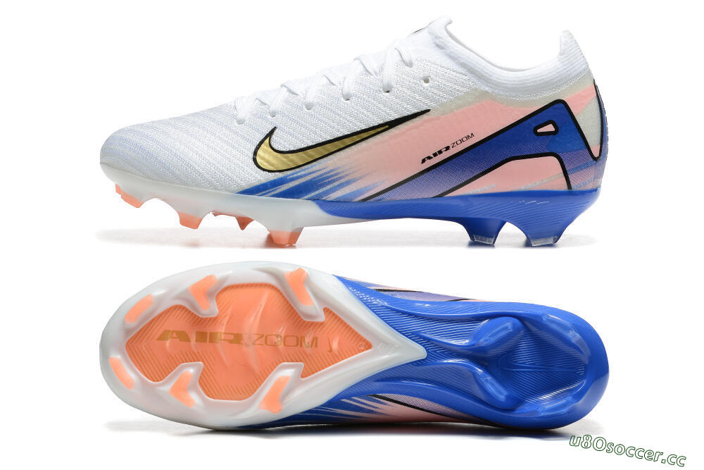 Unisex Nike Air Zoom Mercurial Vapor 16 Elite FG Firm Ground Low-Tops Football Boots - White/Gold/Pink/Blue 1