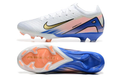 Unisex Nike Air Zoom Mercurial Vapor 16 Elite FG Firm Ground Low-Tops Football Boots - White/Gold/Pink/Blue