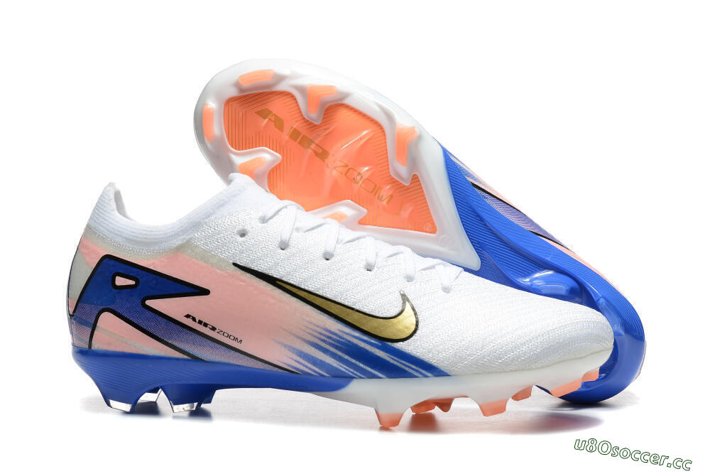 Unisex Nike Air Zoom Mercurial Vapor 16 Elite FG Firm Ground Low-Tops Football Boots - White/Gold/Pink/Blue 2