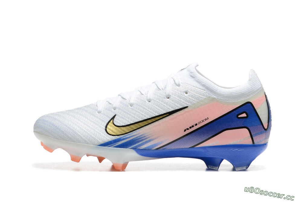 Unisex Nike Air Zoom Mercurial Vapor 16 Elite FG Firm Ground Low-Tops Football Boots - White/Gold/Pink/Blue 0