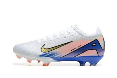 Unisex Nike Air Zoom Mercurial Vapor 16 Elite FG Firm Ground Low-Tops Football Boots - White/Gold/Pink/Blue