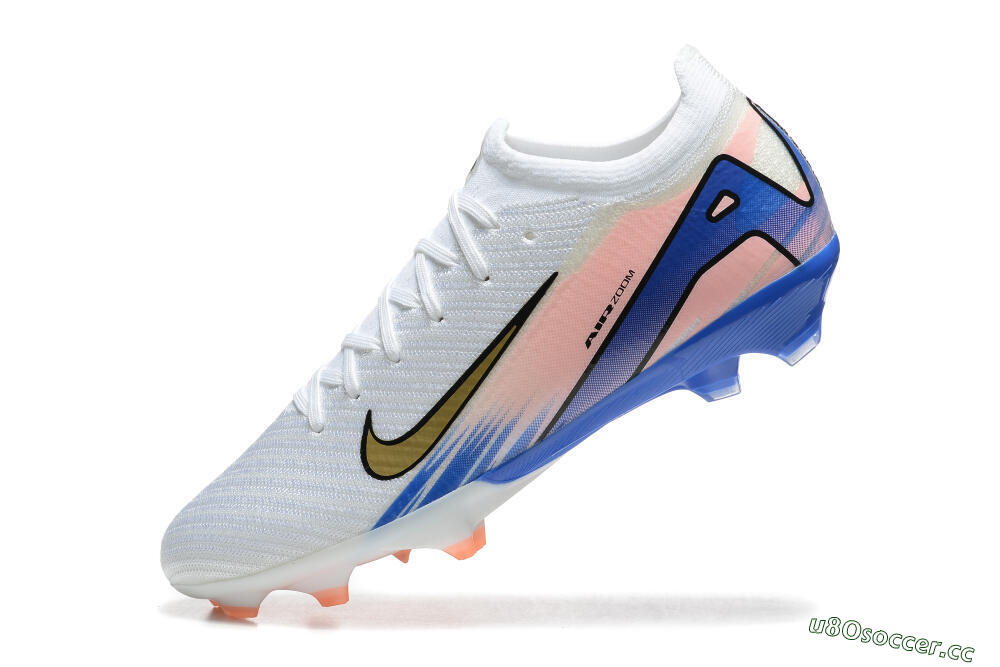 Unisex Nike Air Zoom Mercurial Vapor 16 Elite FG Firm Ground Low-Tops Football Boots - White/Gold/Pink/Blue 5