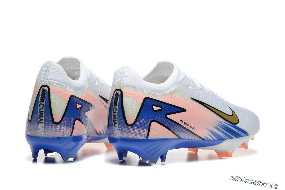 Unisex Nike Air Zoom Mercurial Vapor 16 Elite FG Firm Ground Low-Tops Football Boots - White/Gold/Pink/Blue 6