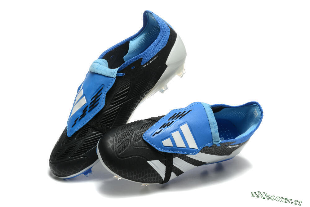 Men's Adidas Predator Elite Foldover Tongue FG Firm Ground Low-Tops Football Boots - Black/White/Blue 3