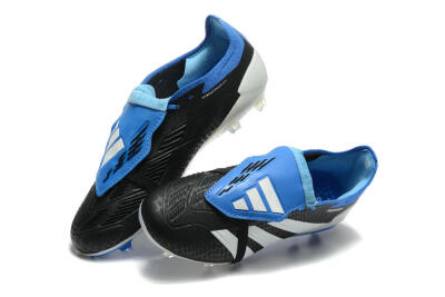 Men's Adidas Predator Elite Foldover Tongue FG Firm Ground Low-Tops Football Boots - Black/White/Blue