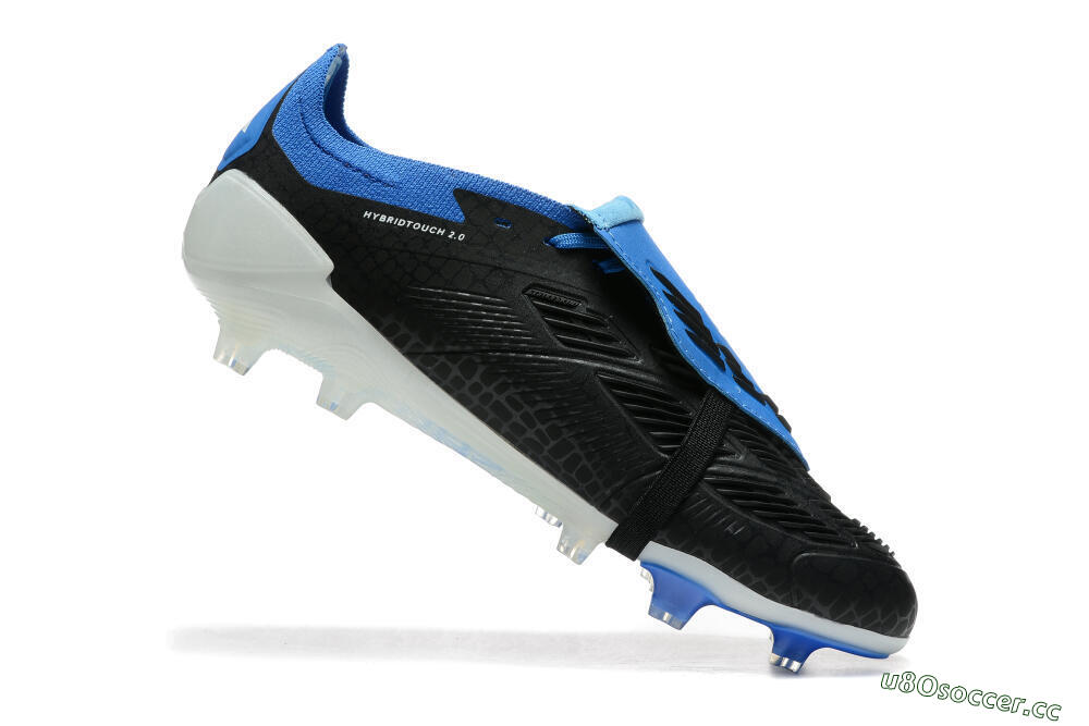 Men's Adidas Predator Elite Foldover Tongue FG Firm Ground Low-Tops Football Boots - Black/White/Blue 4