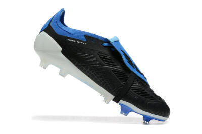 Men's Adidas Predator Elite Foldover Tongue FG Firm Ground Low-Tops Football Boots - Black/White/Blue
