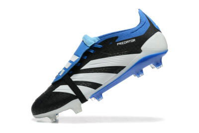 Men's Adidas Predator Elite Foldover Tongue FG Firm Ground Low-Tops Football Boots - Black/White/Blue