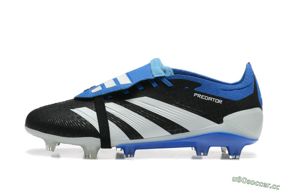 Men's Adidas Predator Elite Foldover Tongue FG Firm Ground Low-Tops Football Boots - Black/White/Blue 0