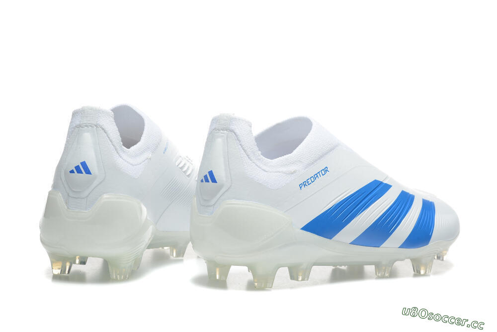 Men's Adidas Predator Elite Laceless FG Firm Ground Low-Tops Football Boots - White/Blue 6