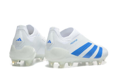 Men's Adidas Predator Elite Laceless FG Firm Ground Low-Tops Football Boots - White/Blue