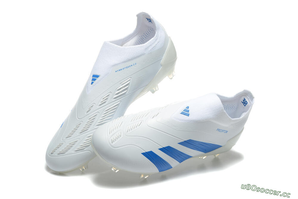 Men's Adidas Predator Elite Laceless FG Firm Ground Low-Tops Football Boots - White/Blue 3