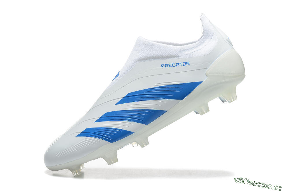 Men's Adidas Predator Elite Laceless FG Firm Ground Low-Tops Football Boots - White/Blue 5