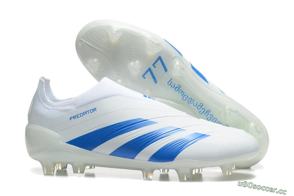 Men's Adidas Predator Elite Laceless FG Firm Ground Low-Tops Football Boots - White/Blue 2