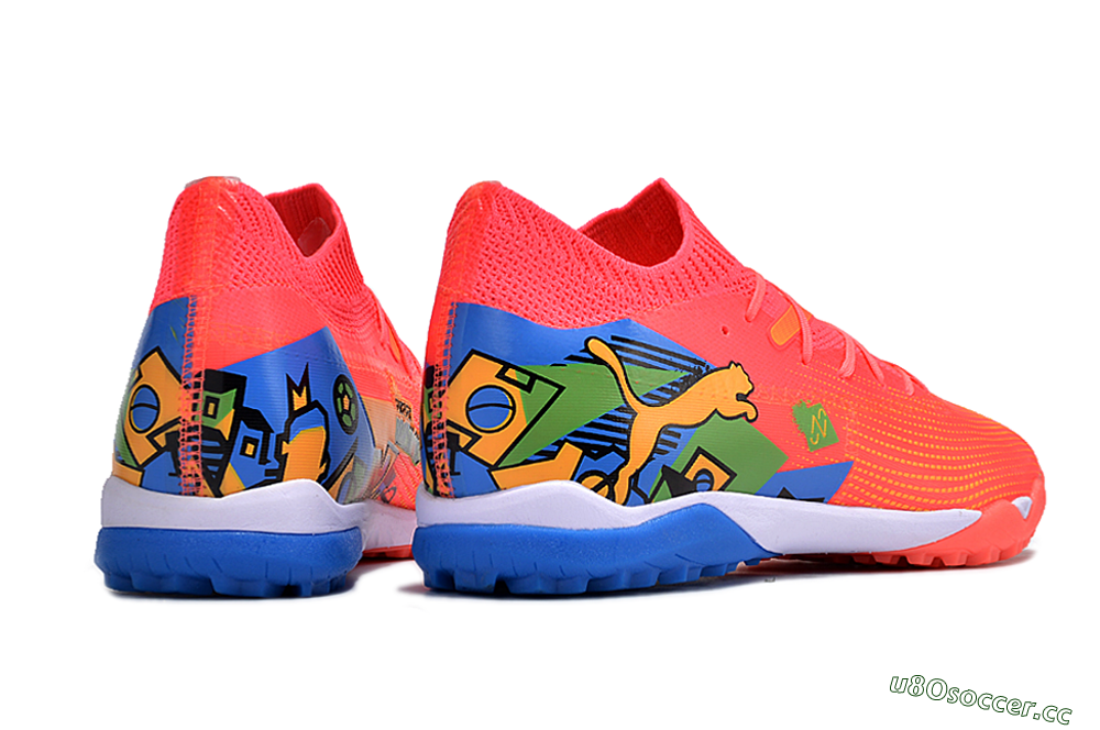 Men's Puma Future 7 Ultimate TF Artificial Turf Low-Tops Football Shoes - Red/Blue/Yellow 5