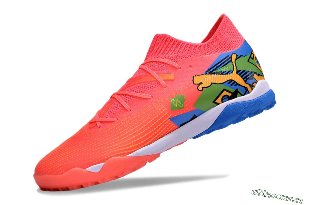 Men's Puma Future 7 Ultimate TF Artificial Turf Low-Tops Football Shoes - Red/Blue/Yellow 4