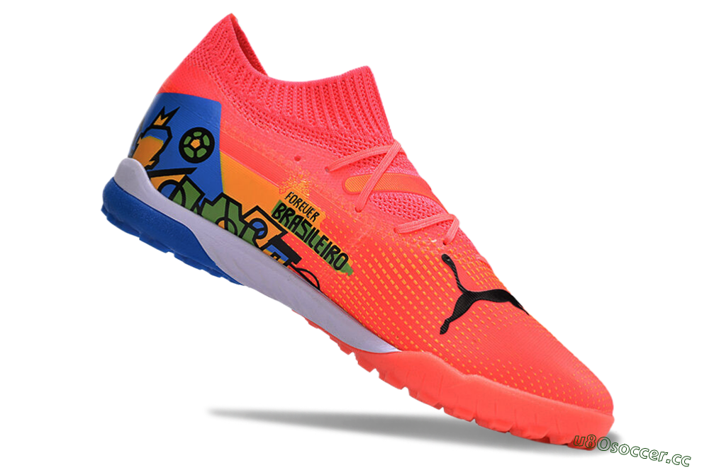 Men's Puma Future 7 Ultimate TF Artificial Turf Low-Tops Football Shoes - Red/Blue/Yellow 3