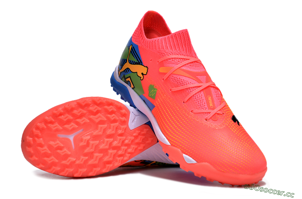 Men's Puma Future 7 Ultimate TF Artificial Turf Low-Tops Football Shoes - Red/Blue/Yellow 0